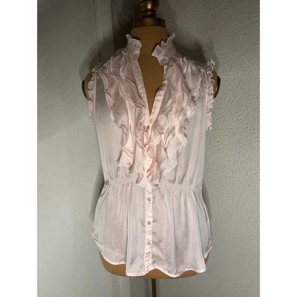 Converse One-Star Pink Ruffled V-Neck Top M Casual Angelcore Preppy Y2K Boho